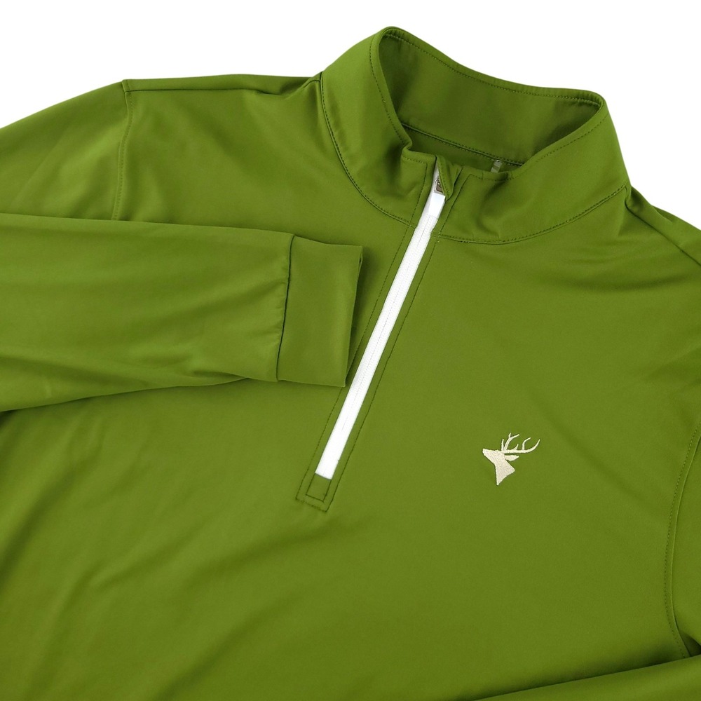 Waggle Pullover Mens XL Green Long Sleeve 1/4 Zip Performance Golf Top Deer Logo